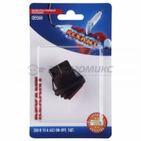 REXANT выкл. клавиш. 250V 15А (4с) ON-OFF красн.с подсв.ВЛАГОЗАЩИТА  (RWB-507)  BL1,(10!),  06-0307-