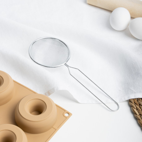 Сито с ободом и ручкой 8см, металл