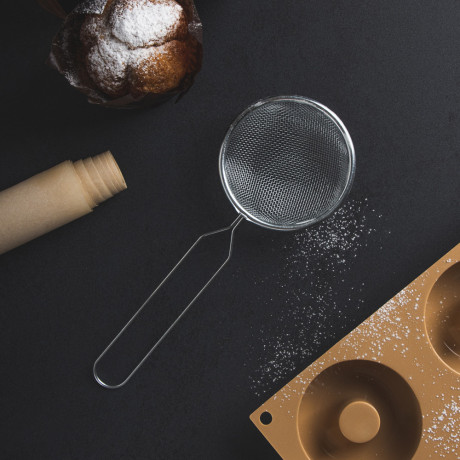 Сито с ободом и ручкой 8см, металл