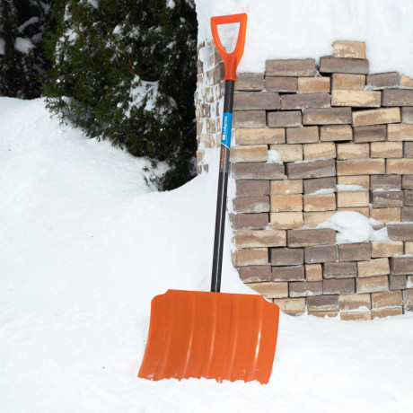 Лопата для уборки снега стальная, 470х335х1335 мм, стальной черенок, Сибртех