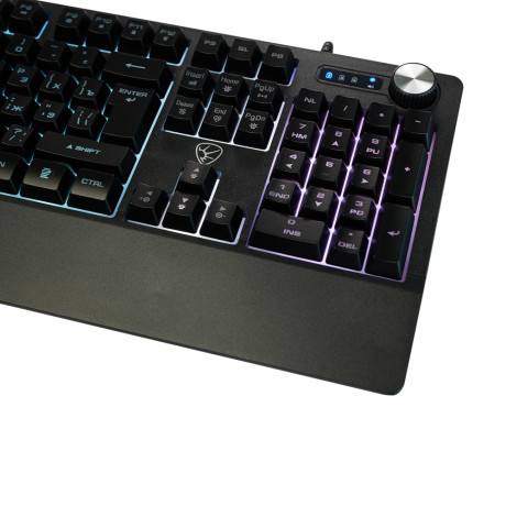 BY Игровая клавиатура проводная мембранная Rondache FULL SIZE ISO, 104 кл., RGB, 2м, энкодер