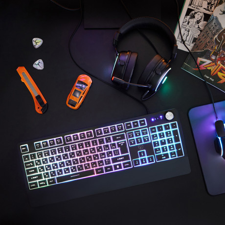 BY Игровая клавиатура проводная мембранная Rondache FULL SIZE ISO, 104 кл., RGB, 2м, энкодер