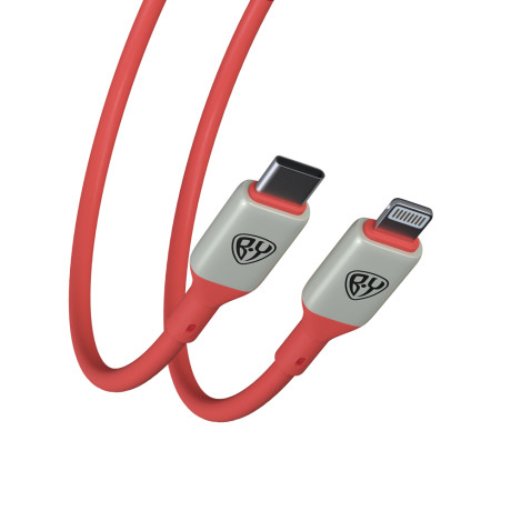 BY Кабель для зарядки Space Cable Pro Type-C - iP, 2.4А, 1м, Быстрая зарядка, штекер металл, красный