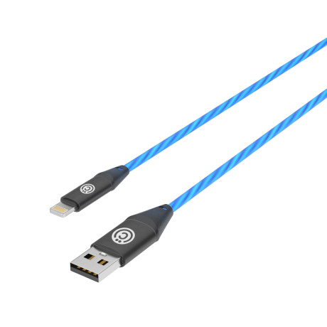 ВСЁГАЗИН Кабель для зарядки Светящийся iP, 1м, 2.4А, Быстрая зарядка, LED подсветка,синий