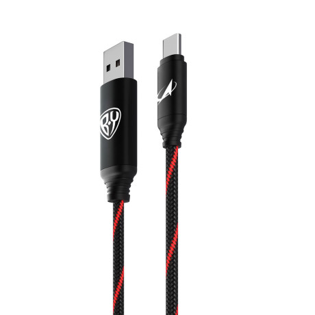 BY Роскосмос Кабель для зарядки Армированный Type-C, 1м, Быстрая зарядка 3А, QC, PD 20W, красн.св.