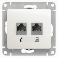 Systeme Electric GLOSSA мех. роз. тел./комп. СУ 1 мест. перламутр (пл.осн., RJ11+RJ45) GSL000685(2!)
