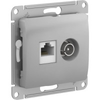 Systeme Electric GLOSSA мех. роз. TV+компьют. СУ 1 мест. алюминий (RG6+RJ45, Cat.5, 0,7dB) GSL000389