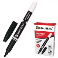 Маркер д/доски BRAUBERG, ЧЕРНЫЙ, с клипом, эргономичный корпус, кругл. након., 4мм. 150846