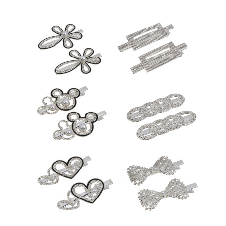 Зажим для волос со стразами 2шт, тм ЮНИLOOK, 6-7 см, металл, 6 дизайнов, #13