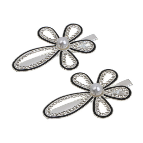 Зажим для волос со стразами 2шт, тм ЮНИLOOK, 6-7 см, металл, 6 дизайнов, #13