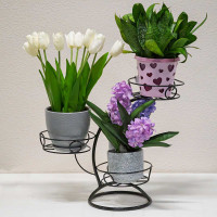 Подставка для цветов &quot;Фиалка 3&quot; чёрный (3 корзины)