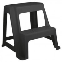Стремянка-табурет, 2 ступени, пластик, до 120кг, вес 2,4кг, серая/графит, IDEA, М 2296, 602537