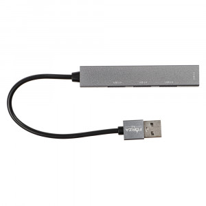FORZA USB-хаб 4 в 1, 4xUSB 2.0, штекер USB, корпус металлик, пластик