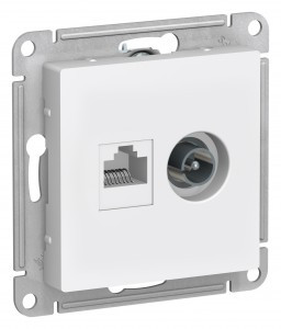 Systeme Electric AtlasDesign мех.роз.конн. TV+комп СУ 1 мест бел Antibact (RG6+RJ45) ATN000189(10!)