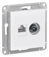Systeme Electric AtlasDesign мех.роз.конн. TV+комп СУ 1 мест бел Antibact (RG6+RJ45) ATN000189(10!)