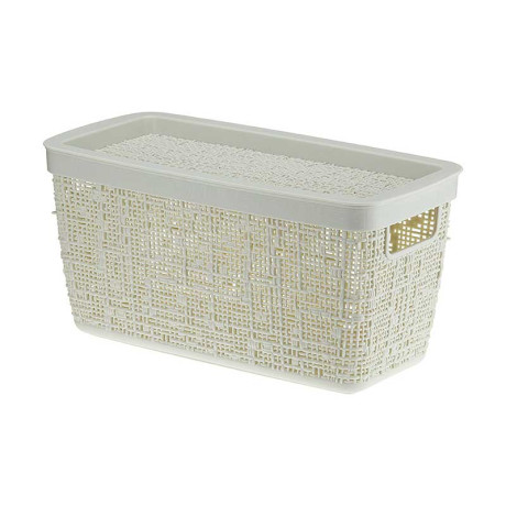 Коробка БЯЗЬ с крышкой 28х14х14 4л Бел Ротанг М2325