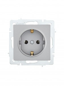 Lezard VESNA мех. роз. земля СУ 1 мест. 16А платина (Керамика) (корп. ABS)  742-3588-122