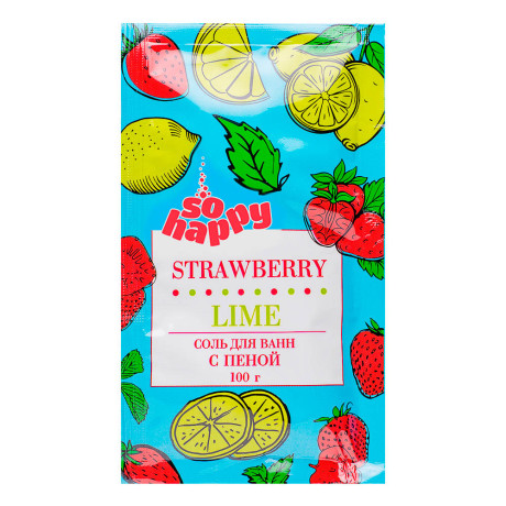 Соль для ванн с пеной SOHappy Клубника лайм+шоколад мята/клубника лайм+апельсин маракуйя,100г