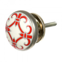 Ручка металлическая для мебели Мальтийский узор бел/красн (в кор 6 шт, цена за шт) BLUMEN HAUS