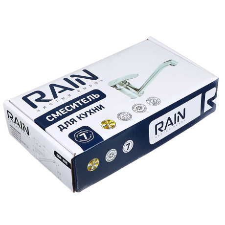 RAIN Смеситель для кухни Мира, низкий излив, картридж 40мм, латунь, хром