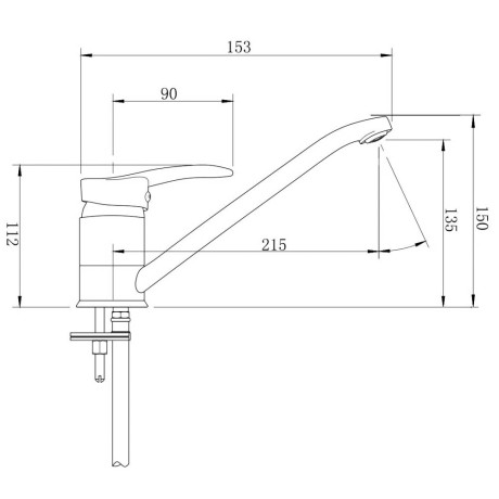 RAIN Смеситель для кухни Мира, низкий излив, картридж 40мм, латунь, хром