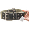 Ошейник брезент ширина 45 мм, двойной 75 см с вынесенным кольцом усиленный