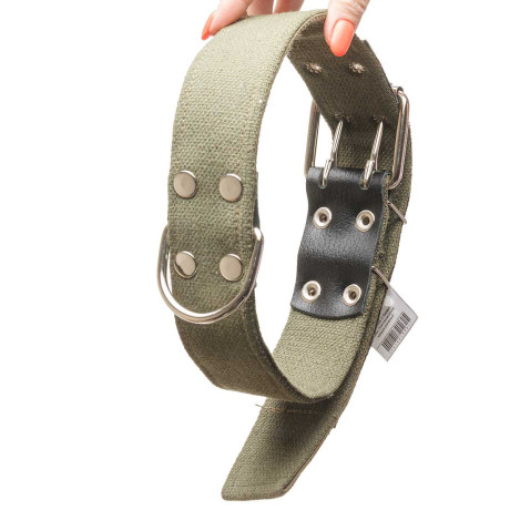 Ошейник брезент ширина 45 мм, двойной 75 см с вынесенным кольцом усиленный