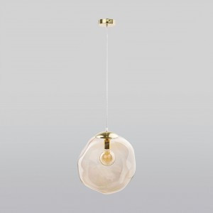 TK Lighting св-к подвесной 1x60W E27 400x400x1100 лофт золото/янтарный Sol 4261