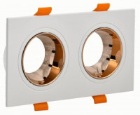 IEK св-к 4108 встр. поворотн. 2хGU10 белый/зол. пласт.