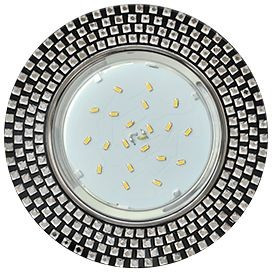 Ecola GX53 H4 5319 св-к Круг с прозр. мозаикой, Черный/Хром 40x123 FX53RMECB (10!)