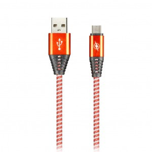 Дата-кабель USB(A)шт. - microUSBшт.Smartbuy HEDGEHOG красн 2А,1м (iK-12HH red)/100