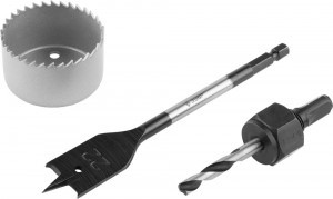 Набор ЗУБР "ЭКСПЕРТ" для врезки замков, коронка по дереву 48мм, державка с центр. сверлом, перьевое