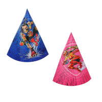 BY Супергерои вселенной Набор праздничных бумажных колпаков 6шт, 40х20см