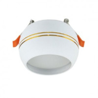 Ecola GX53SP 5375 св-к встр. СПОТ Сфера углублен. Белый матов. с золот.полос.90x52 SR536WECB (10!)