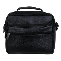 Сумка ЮL Драйв мужская на длинном ремне, 4 отделения, нат.кожа, ПУ, 22х18х8,5см, черный, КЖ24-71