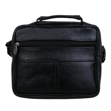 Сумка ЮL Драйв мужская на длинном ремне, 4 отделения, нат.кожа, ПУ, 22х18х8,5см, черный, КЖ24-71