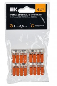 IEK клемма с рычагом СМК 221-614, 4х(0,5-6мм2) 41А (уп.4шт, цена за уп) UKZ40-614-004