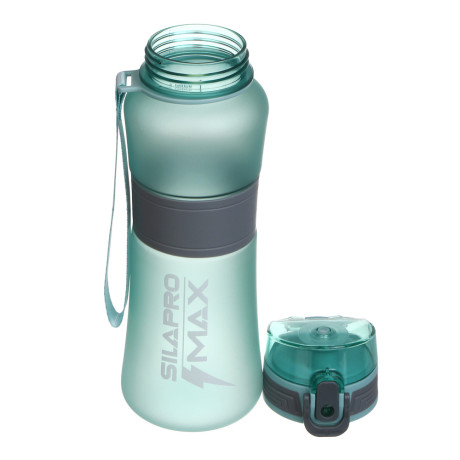 SILAPRO MAX Бутылка спортивная с замком, EGGSHELL BLUE-ULTIMATE GREY, 600мл, РС, силикон