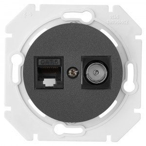 Bylectrica РЕТРО ПРОВАНС мех. комп. роз. RJ-45 + TV СУ корп. ABS, (ТК-6351 черный графит)