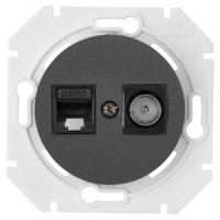 Bylectrica РЕТРО ПРОВАНС мех. комп. роз. RJ-45 + TV СУ корп. ABS, (ТК-6351 черный графит)