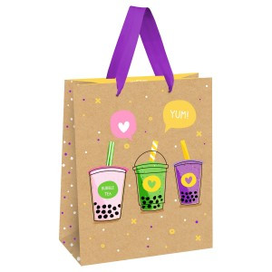 Пакет подарочный 18*23*10см MESHU "Cocktail", выборочный лак, крафт 354559