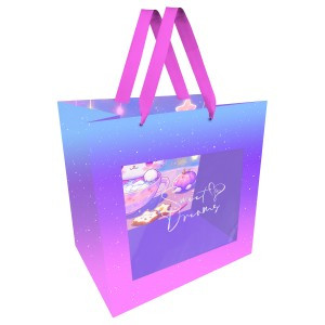 Пакет подарочный 23*18*10см MESHU "Sweet dreams", отд. фольгой, с окошком 354637