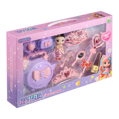 ИГРОЛЕНД Кукла 10 см с аксессуарами, PVC, PP, FBS, 44,5х7х28,5 см
