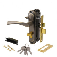 Замок врез 0823/60-C-AB Avers (бронза) с ручками, защелкой, вертушкой  \24