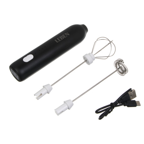 LEBEN Капучинатор аккумуляторный, 3 скорости, 2 насадки, аккум. 500мАч