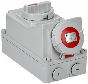 IEK силовая  розетка ССИ-815 (CEE) стац. с механ.блокир. 3P+PE+N 16А-6ч 380В IP67 PSR12-016-5-5-67