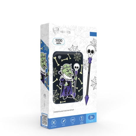 BY Аккумулятор мобильный, 5000мАч, 2xUSB, 2А, Герои, КОЩЕЙ