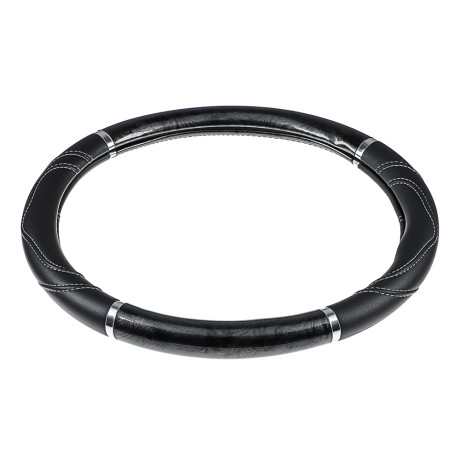 NG Оплетка руля, экокожа, со вставками "темное дерево", черный, разм. (М)