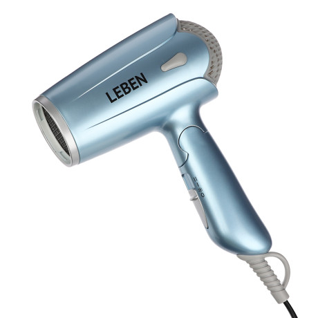 LEBEN Фен, 1400 Вт, 3 темп. режима, металл, пластик, голубой