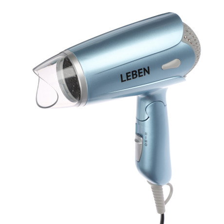 LEBEN Фен, 1400 Вт, 3 темп. режима, металл, пластик, голубой